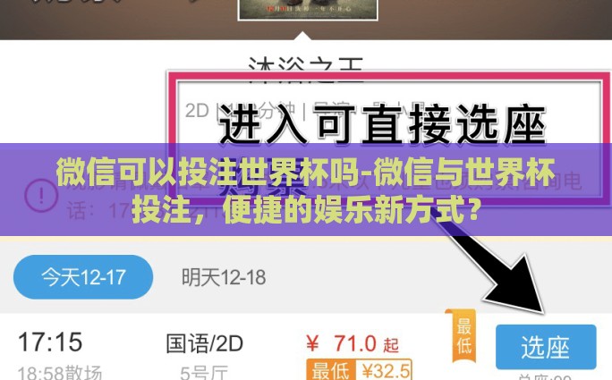 微信可以投注世界杯吗-微信与世界杯投注，便捷的娱乐新方式？