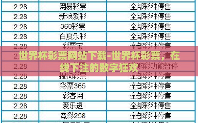 世界杯彩票网站下载-世界杯彩票，在线下注的数字狂欢
