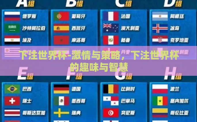 下注世界杯-激情与策略，下注世界杯的趣味与智慧