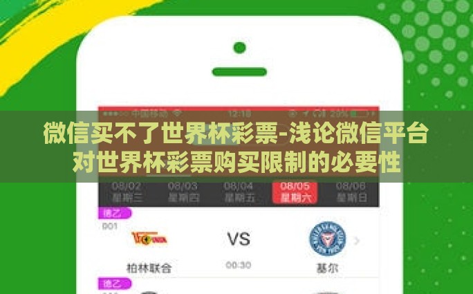 微信买不了世界杯彩票-浅论微信平台对世界杯彩票购买限制的必要性