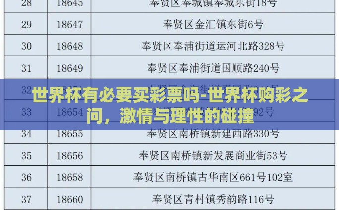 世界杯有必要买彩票吗-世界杯购彩之问，激情与理性的碰撞
