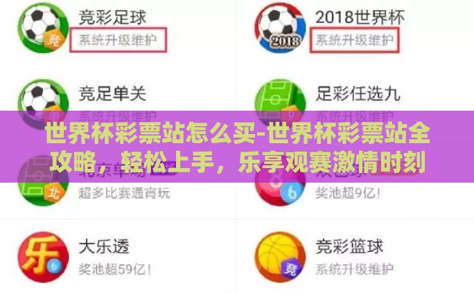 世界杯彩票站怎么买-世界杯彩票站全攻略，轻松上手，乐享观赛激情时刻