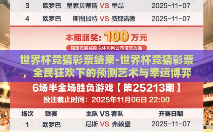 世界杯竞猜彩票结果-世界杯竞猜彩票，全民狂欢下的预测艺术与幸运博弈