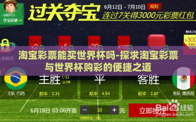 淘宝彩票能买世界杯吗-探求淘宝彩票与世界杯购彩的便捷之道