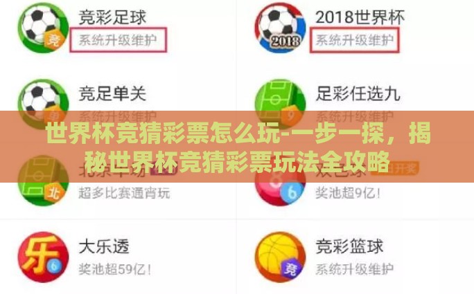 世界杯竞猜彩票怎么玩-一步一探，揭秘世界杯竞猜彩票玩法全攻略
