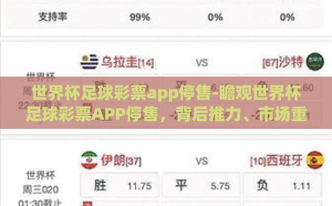世界杯足球彩票app停售-瞻观世界杯足球彩票APP停售，背后推力、市场重构与理性投注新视角的兴起