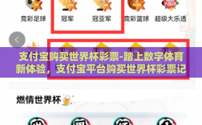 支付宝购买世界杯彩票-踏上数字体育新体验，支付宝平台购买世界杯彩票记