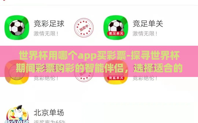 世界杯用哪个app买彩票-探寻世界杯期间彩票购彩的智能伴侣，选择适合的APP指南