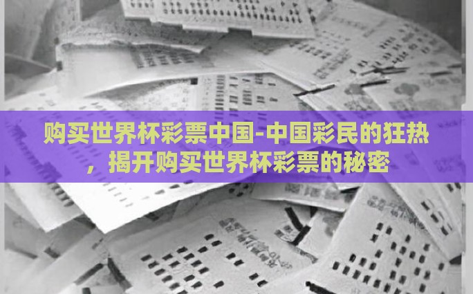 购买世界杯彩票中国-中国彩民的狂热，揭开购买世界杯彩票的秘密