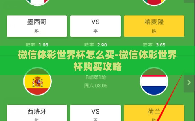 微信体彩世界杯怎么买-微信体彩世界杯购买攻略
