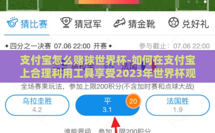 支付宝怎么赌球世界杯-如何在支付宝上合理利用工具享受2023年世界杯观赛体验