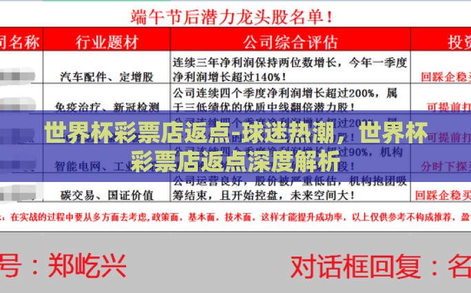 世界杯彩票店返点-球迷热潮，世界杯彩票店返点深度解析