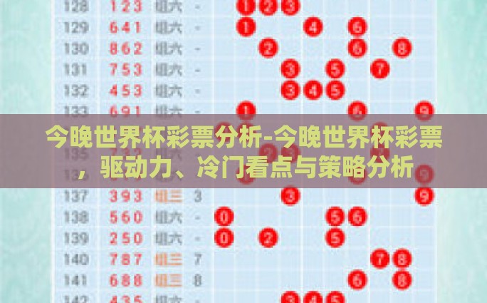 今晚世界杯彩票分析-今晚世界杯彩票，驱动力、冷门看点与策略分析