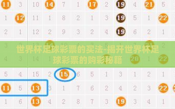 世界杯足球彩票的买法-揭开世界杯足球彩票的购彩秘籍