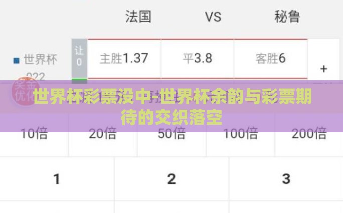 世界杯彩票没中-世界杯余韵与彩票期待的交织落空