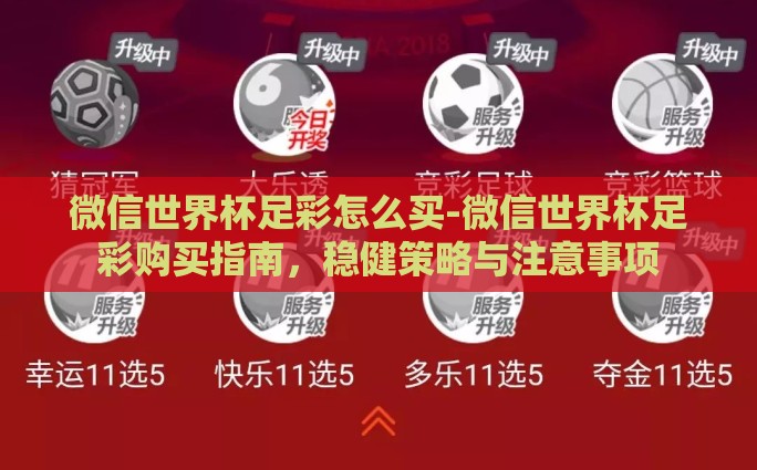 微信世界杯足彩怎么买-微信世界杯足彩购买指南，稳健策略与注意事项