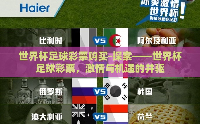 世界杯足球彩票购买-探索——世界杯足球彩票，激情与机遇的并驱