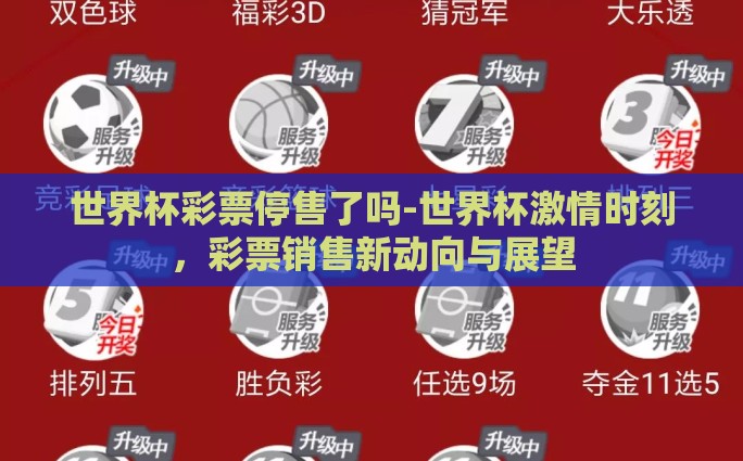 世界杯彩票停售了吗-世界杯激情时刻，彩票销售新动向与展望